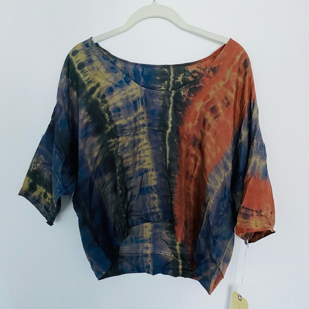 Raquel Allegra Silk Tie Dye Pop-Over Top